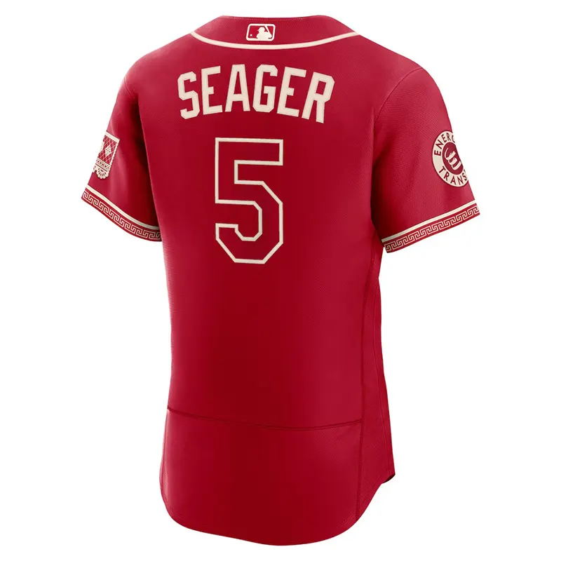 Mens Texas Rangers Corey Seager Nike Red Patch Jersey - Image 3