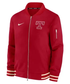 Mens Texas Rangers Nike Red Full-Zip Bomber Jacket