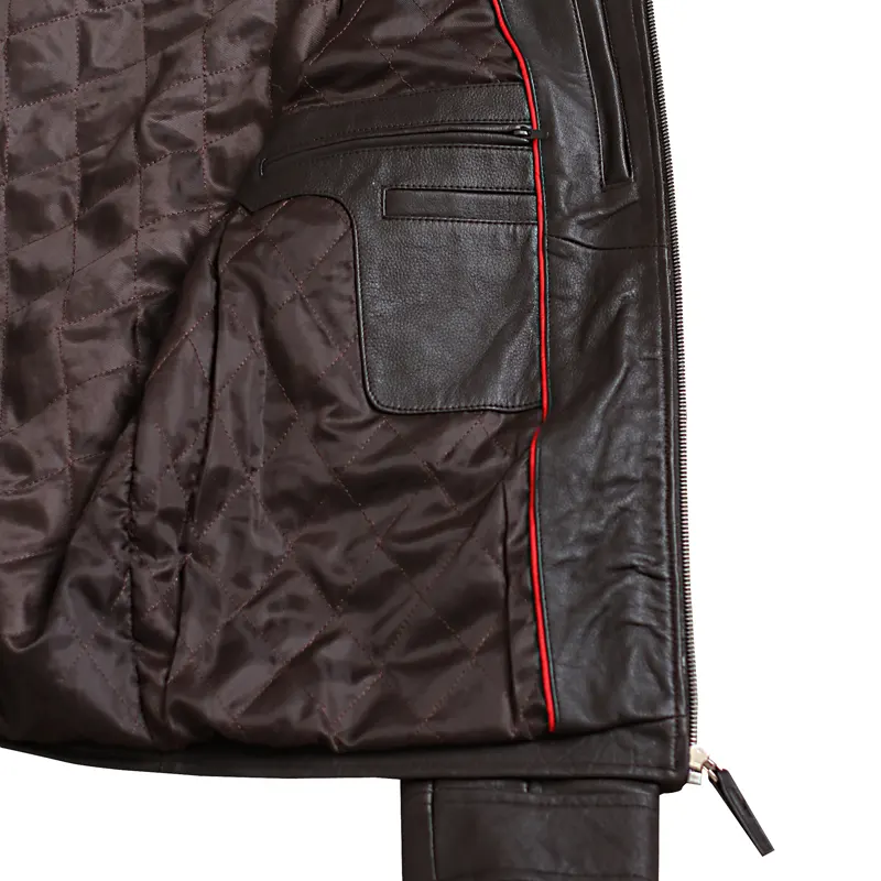 Distressed Dark Brown Biker Leather Jacket For Men - Image 8