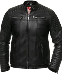 Men's Vintage Retro Faux Antique Spider Biker Leather Jacket