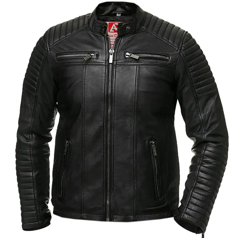 Men's Vintage Retro Faux Antique Spider Biker Leather Jacket