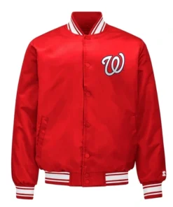 Mens Washington Nationals Satin Varsity Jacket