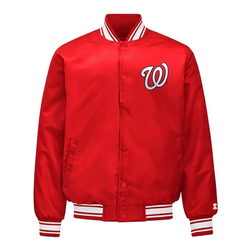 Mens Washington Nationals Satin Varsity Jacket