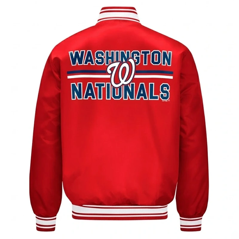 Mens Washington Nationals Satin Varsity Jacket - Image 2