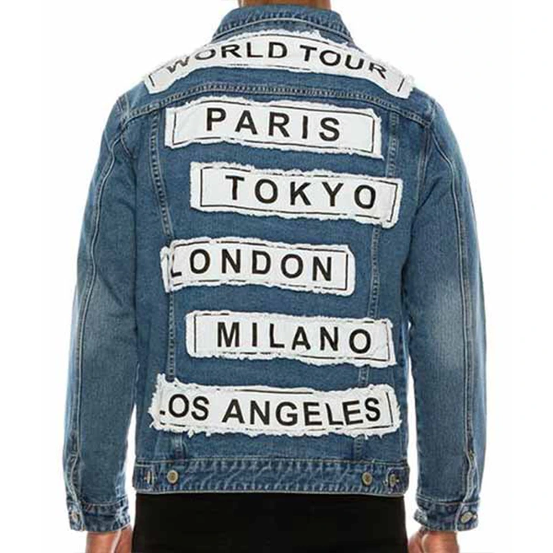 Mens World Tour Blue Denim Jacket - Image 2