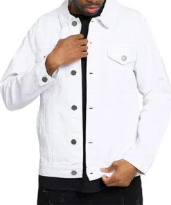 Mens World Tour White Denim Jacket