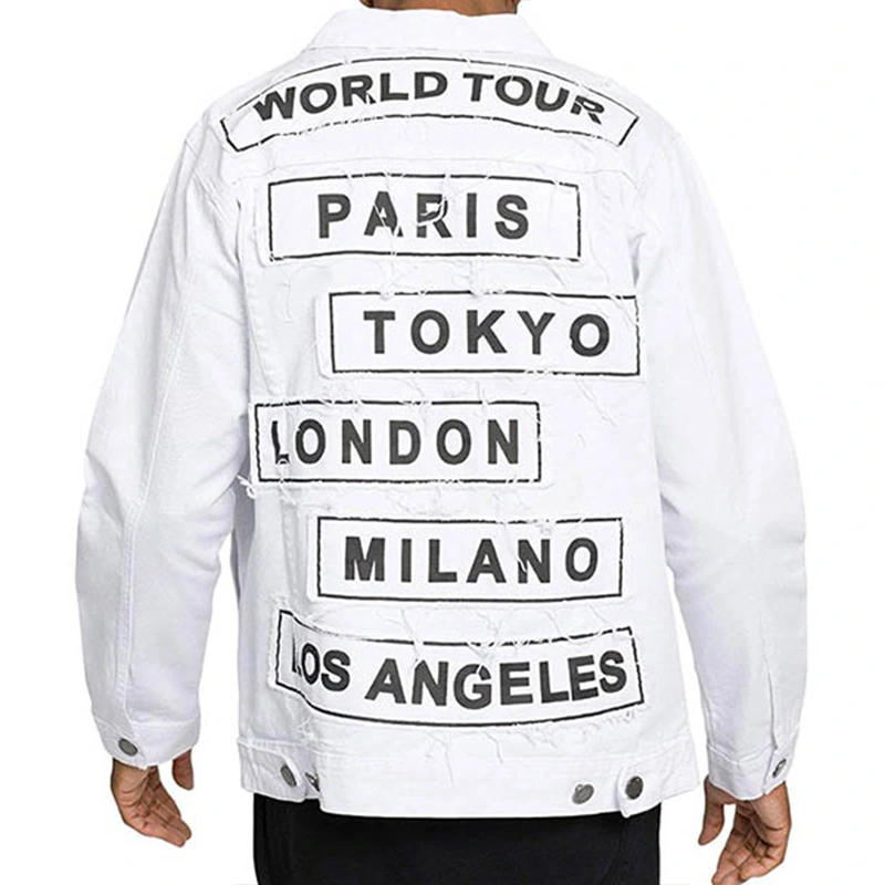 Mens World Tour White Denim Jacket - Image 2
