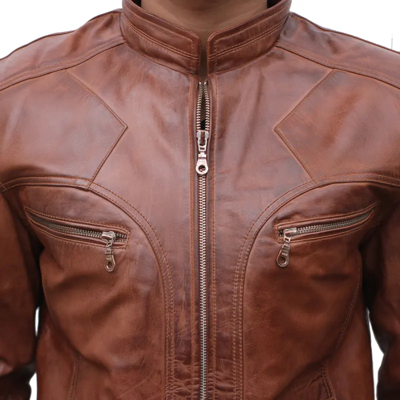 Men's J9 Distressed Leather Jacket - Image 8