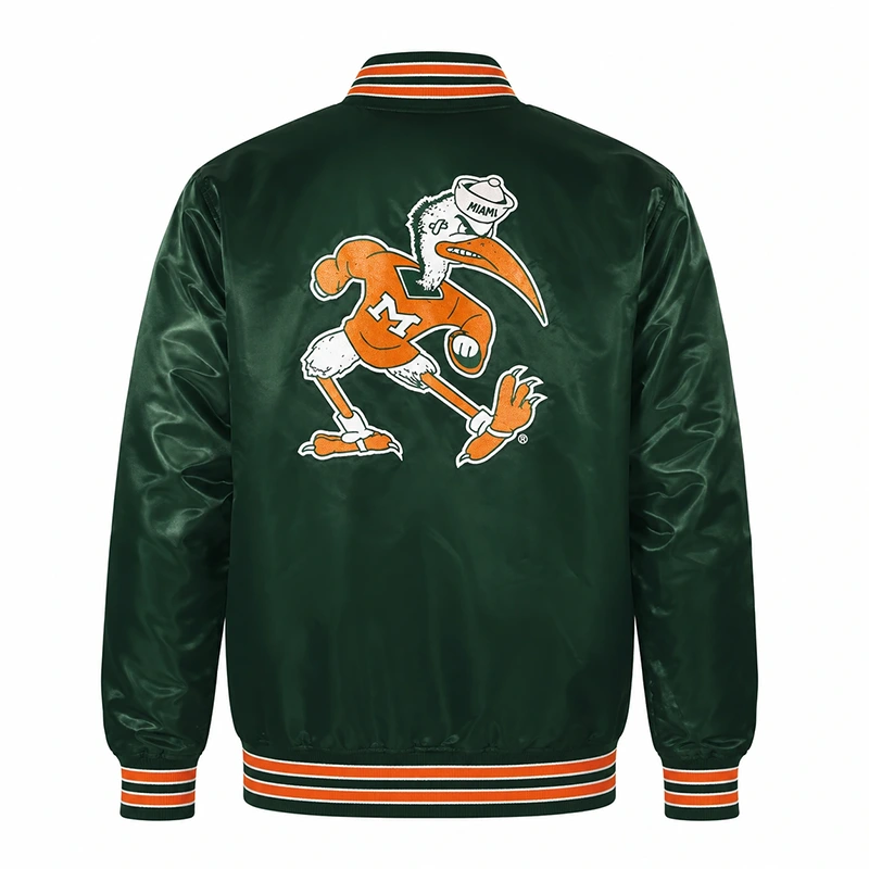 Miami Hurricanes Green Satin Jacket - Image 2