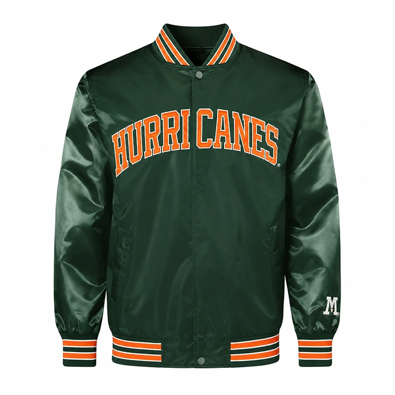 Miami Hurricanes Green Satin Jacket