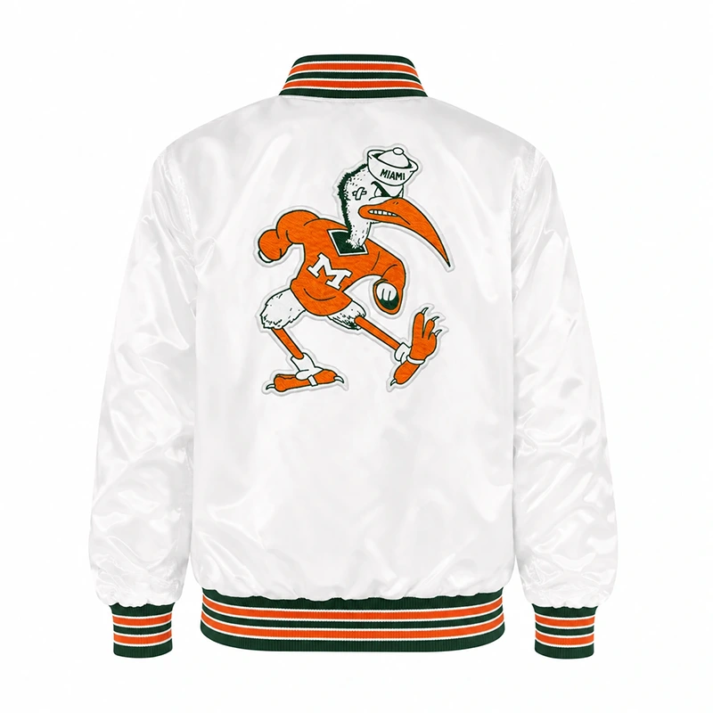 Miami Hurricanes White Satin Jacket - Image 2
