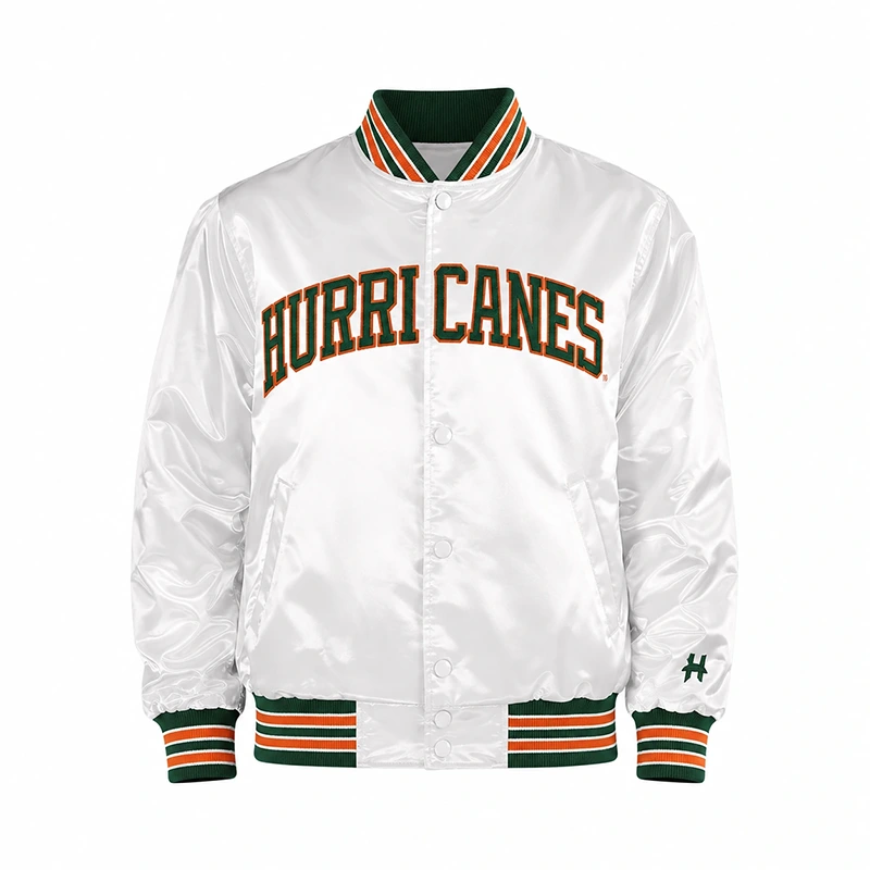 Miami Hurricanes White Satin Jacket