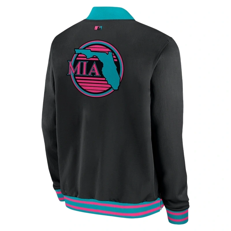 Miami Marlins Nike Black 2025 City Connect Bomber Jacket - Image 2
