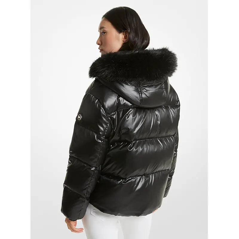 Michael Michael Kors Womens Michael Faux-Fur Trim Hooded Puffer Coat - Image 2
