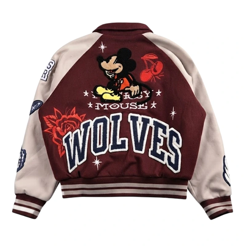 Mickey Mouse Wolves Club Rudy Maroon Letterman Jacket - Image 2