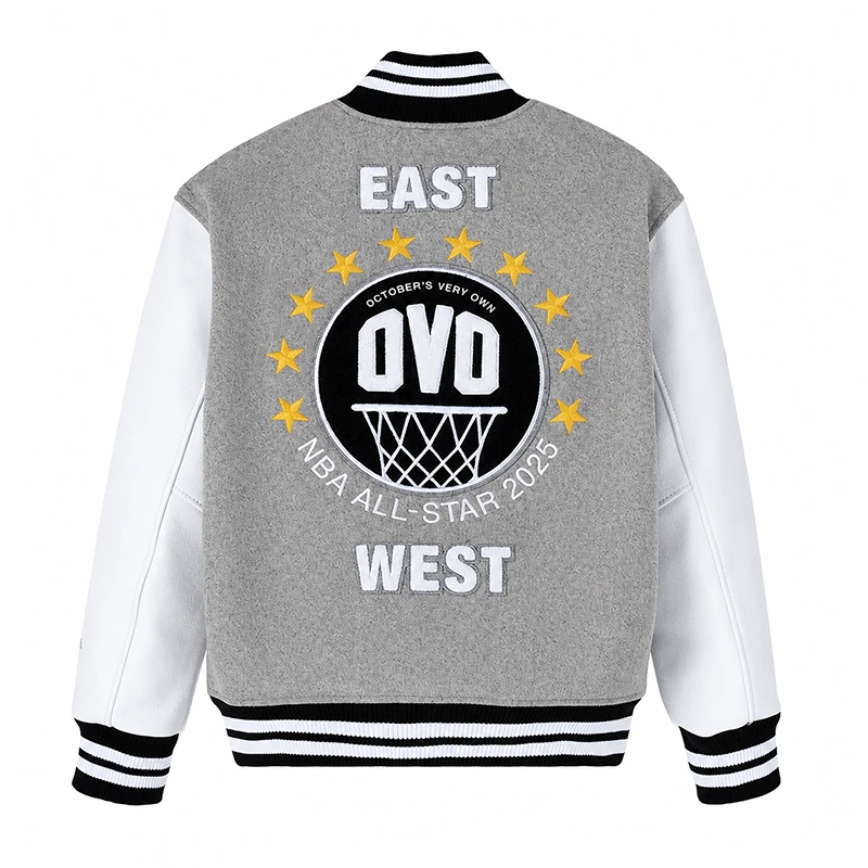 NBA All-Star OVO Grey Varsity Jacket - Image 2
