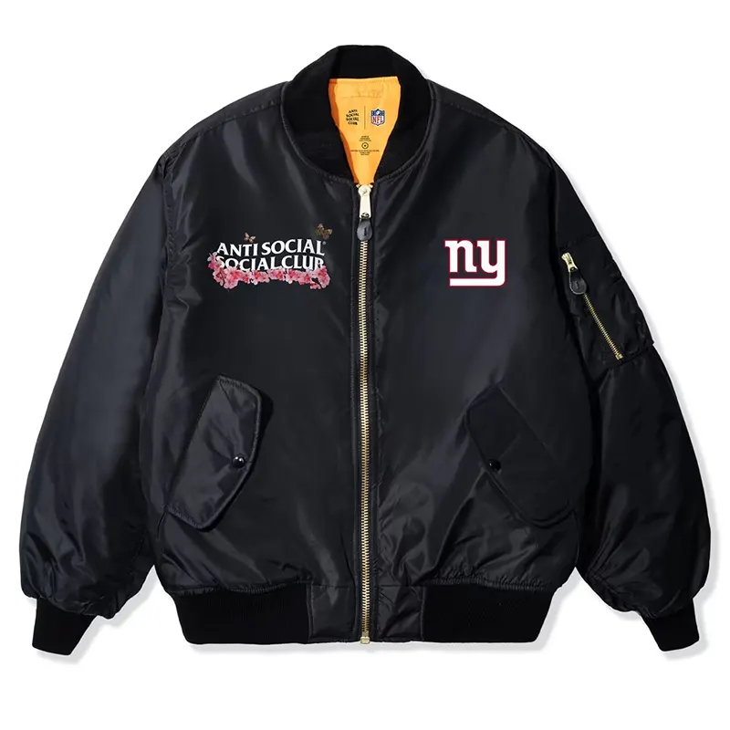 New York Giants AntiSocialSocialClub x NFL MA-1 Full-Zip Blossom Bomber Jacket - Image 2