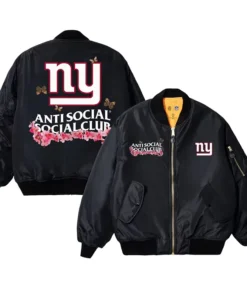 New York Giants AntiSocialSocialClub x NFL MA-1 Full-Zip Blossom Bomber Jacket