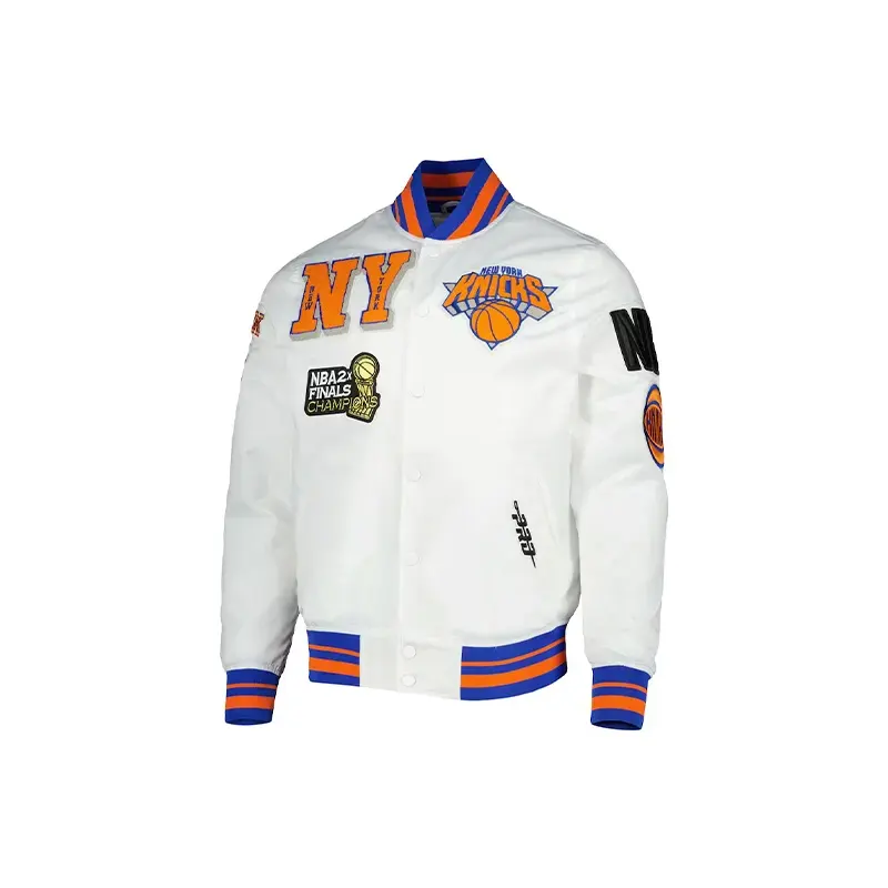 New York Knicks 2X Champions Mash-Up Satin Varsity Jacket - Image 2