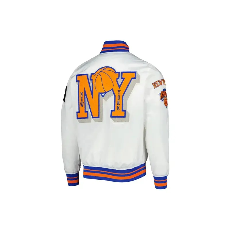 New York Knicks 2X Champions Mash-Up Satin Varsity Jacket - Image 3