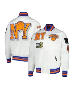 New York Knicks 2X Champions Mash-Up Satin Varsity Jacket