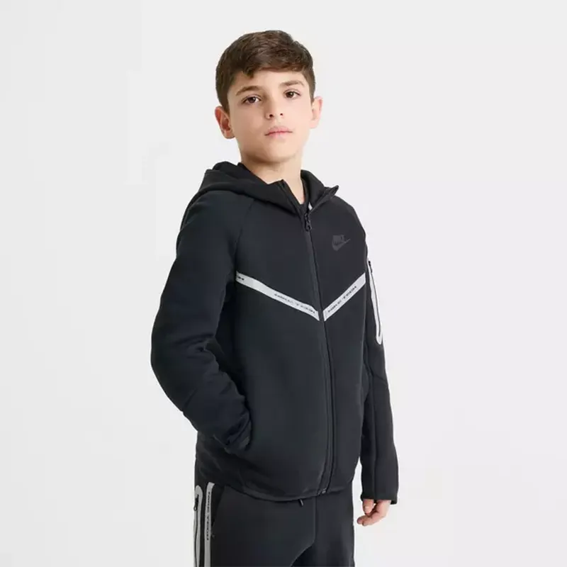 Nike Kids Big Sportswear Tech Fleece Reflective Full Zip Hoodie - Image 2