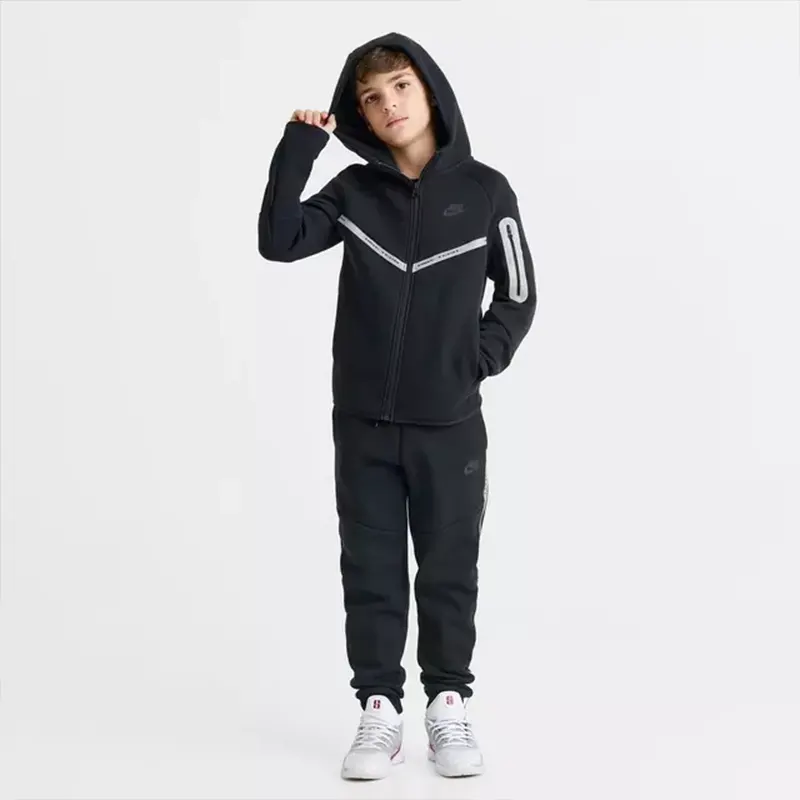 Nike Kids Big Sportswear Tech Fleece Reflective Full Zip Hoodie - Image 4