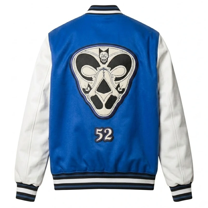 Nipsey Hussle Blue and White Letterman Jacket - Image 2