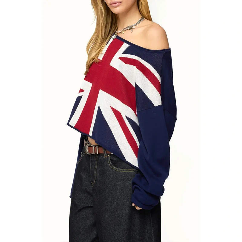 Nordstrom London Babe Off the Shoulder Cotton Graphic Sweater - Image 3