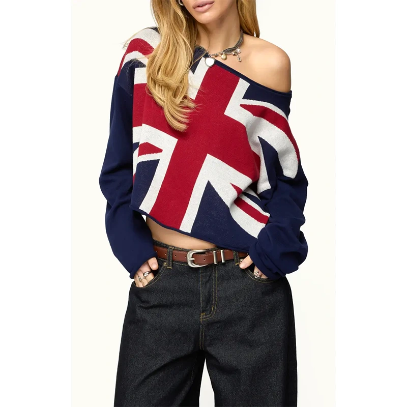 Nordstrom London Babe Off the Shoulder Cotton Graphic Sweater