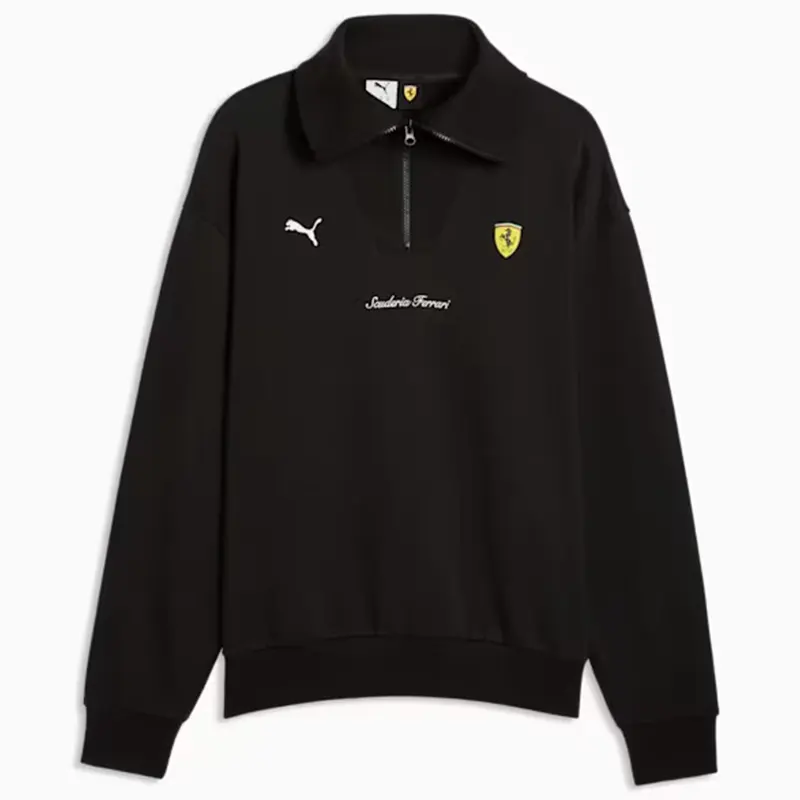 PUMA Scuderia Ferrari Half-Zip Fleece Black Crew Sweatshirt