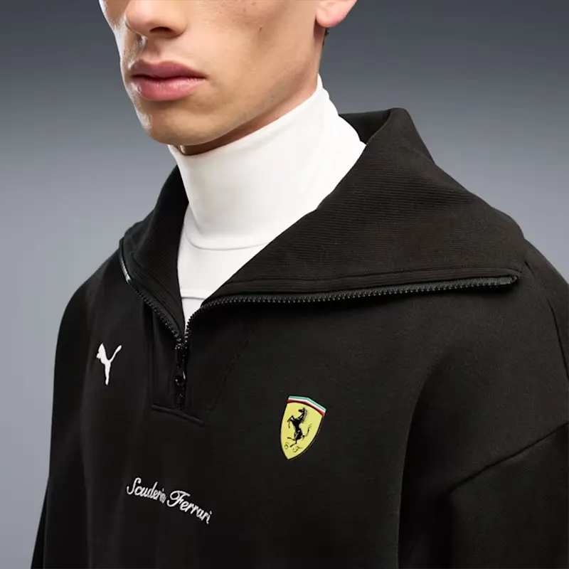 PUMA Scuderia Ferrari Half-Zip Fleece Black Crew Sweatshirt - Image 4