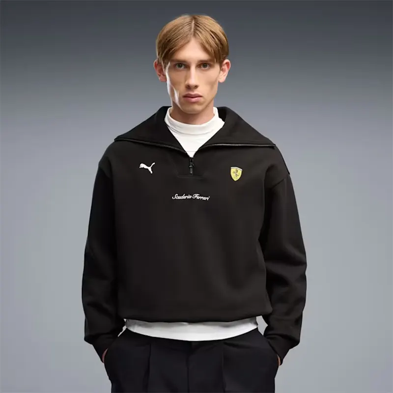 PUMA Scuderia Ferrari Half-Zip Fleece Black Crew Sweatshirt - Image 3