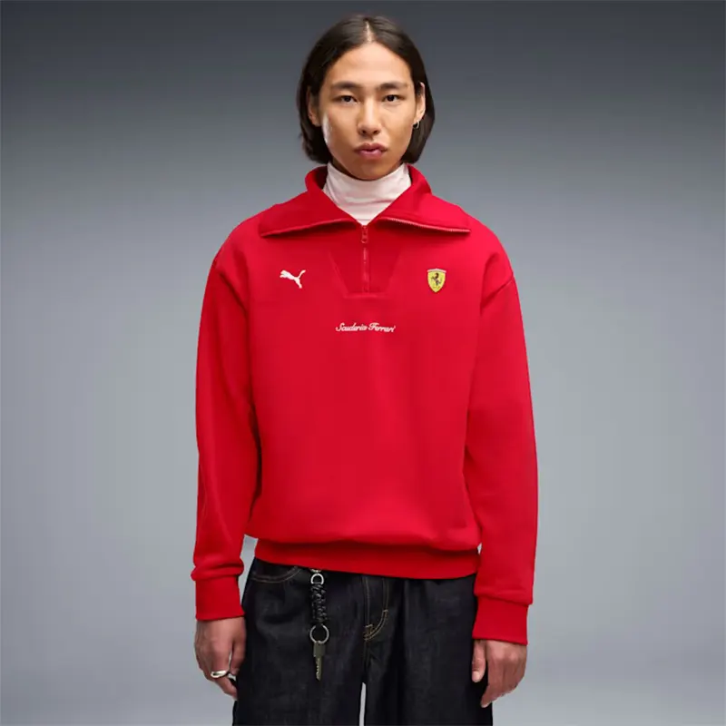 PUMA Scuderia Ferrari Half-Zip Fleece Crew Sweatshirt - Image 3