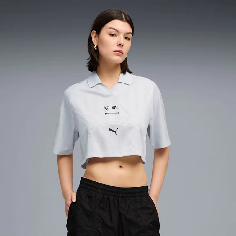 PUMA x BMW M Motorsport Cropped Silver Mist Polo - Image 3