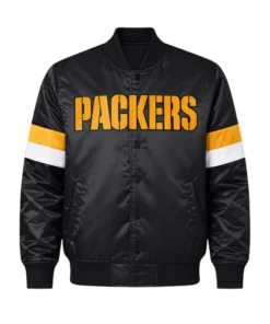 Packers Starter Black Triple Option Varsity Jacket