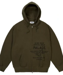 Palace Dove Stamp Waffle Army Olive Zip Hoodie
