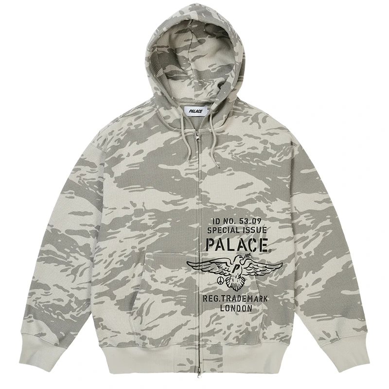 Palace Dove Stamp Waffle Snow Camo Zip Hoodie