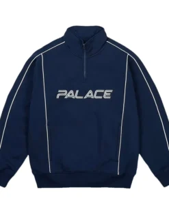 Palace Piped 1/4 Zip Navy Sweater
