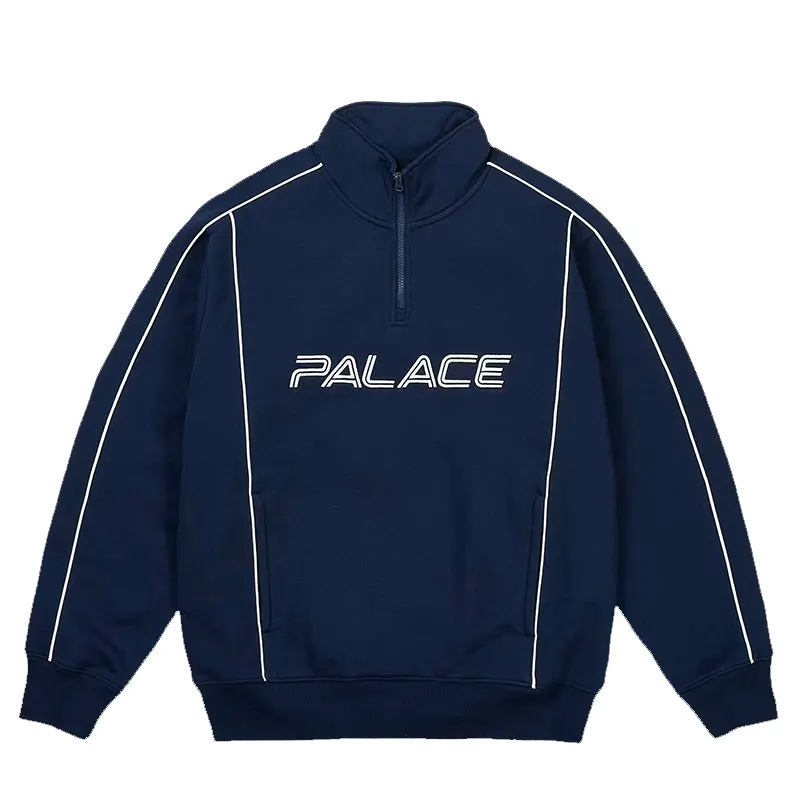 Palace Piped 1/4 Zip Navy Sweater