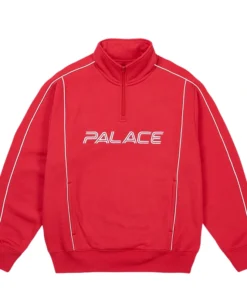Palace Piped 1/4 Zip Red Sweater