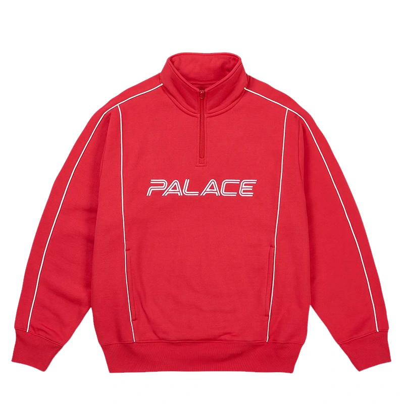 Palace Piped 1/4 Zip Red Sweater