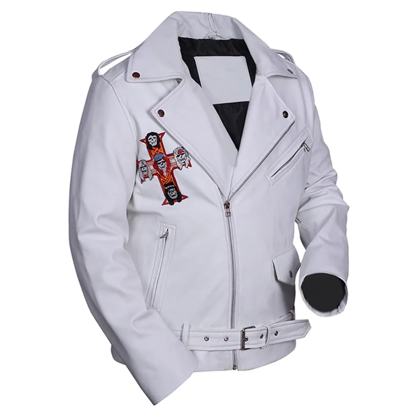 Guns N Roses White Motorcycle Leather Jacket - Image 2