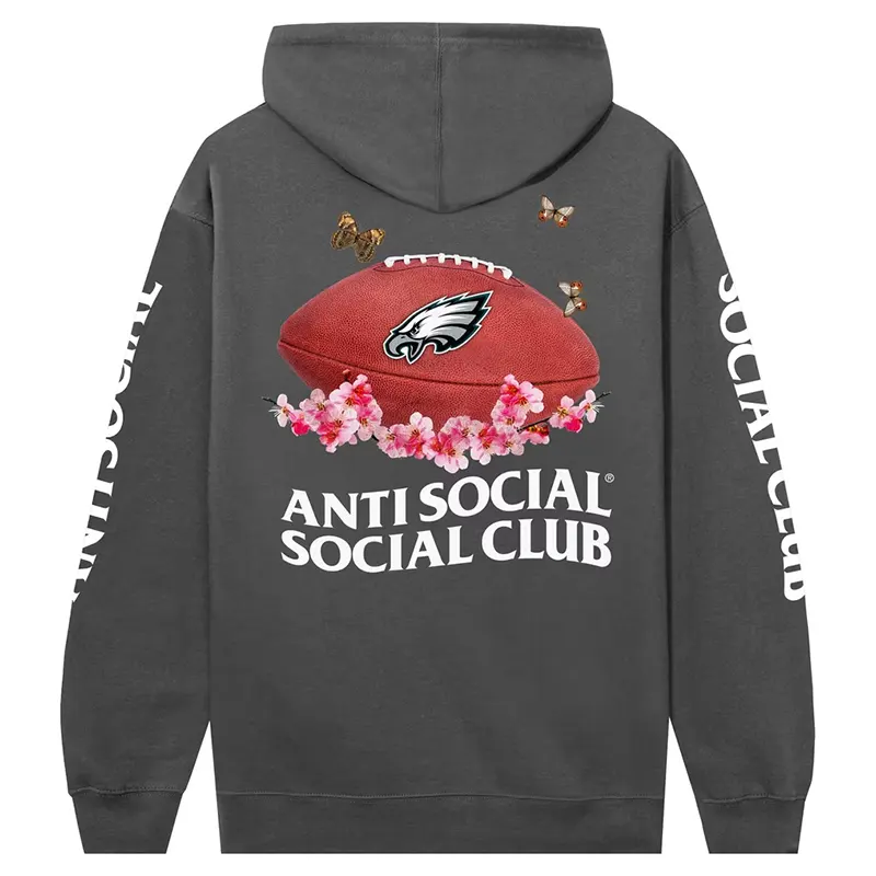 Philadelphia Eagles AntiSocialSocialClub x NFL Charcoal Impact Blossom Hoodie - Image 2
