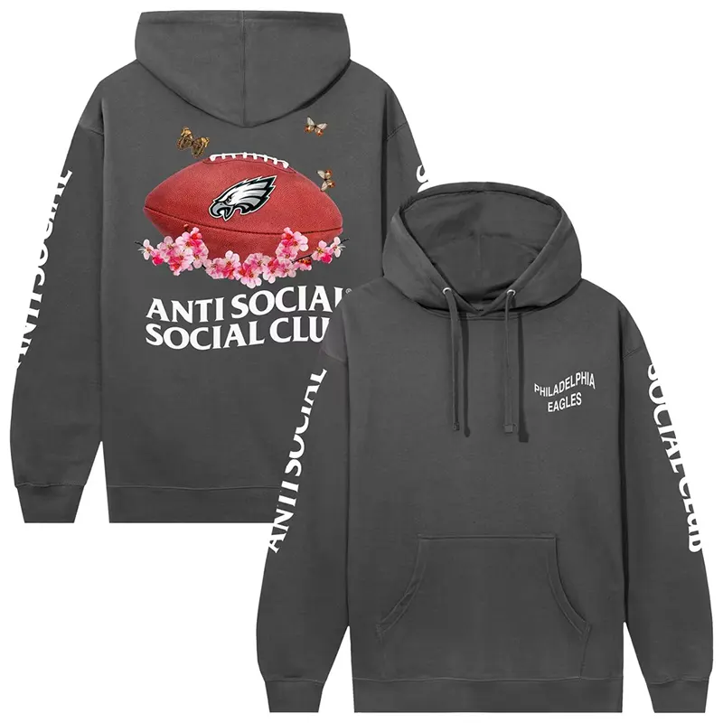 Philadelphia Eagles AntiSocialSocialClub x NFL Charcoal Impact Blossom Hoodie