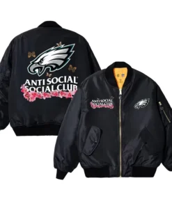 Philadelphia Eagles AntiSocialSocialClub x NFL MA-1 Full-Zip Blossom Bomber Jacket