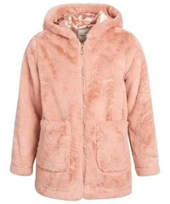 Rose Pink Plush Teddy Coat with Hood