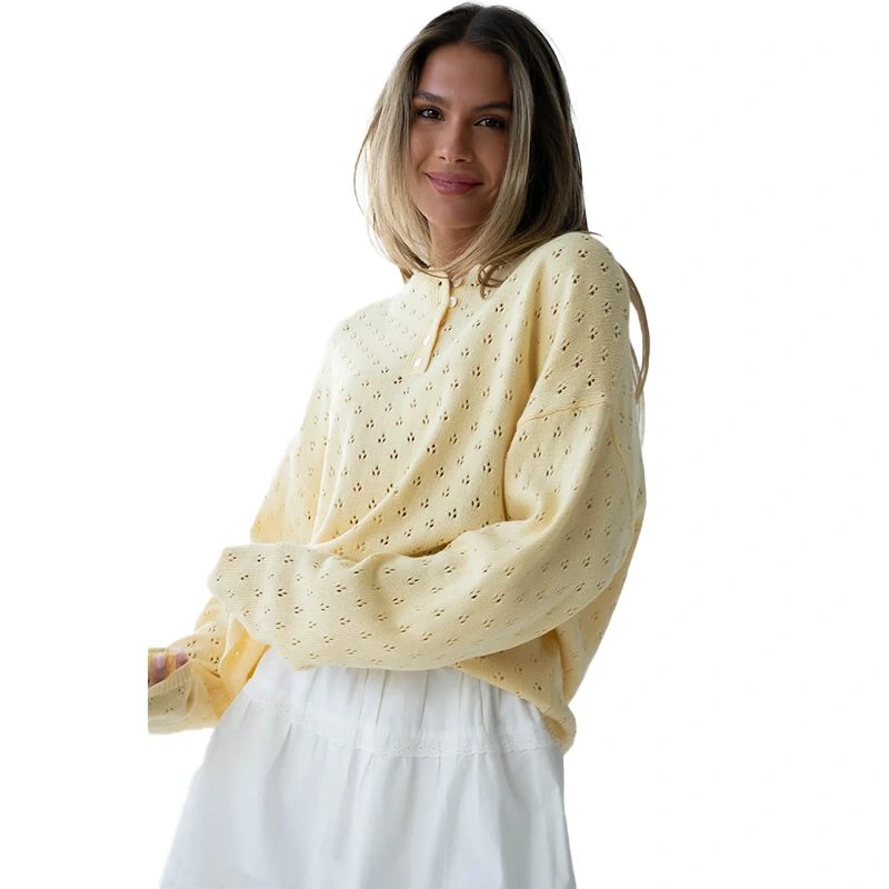 Polishpainting Margot Pointelle Butter Yellow Sweater - Image 8