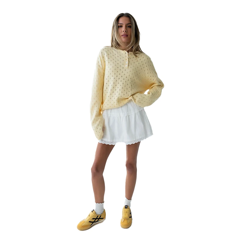 Polishpainting Margot Pointelle Butter Yellow Sweater - Image 7