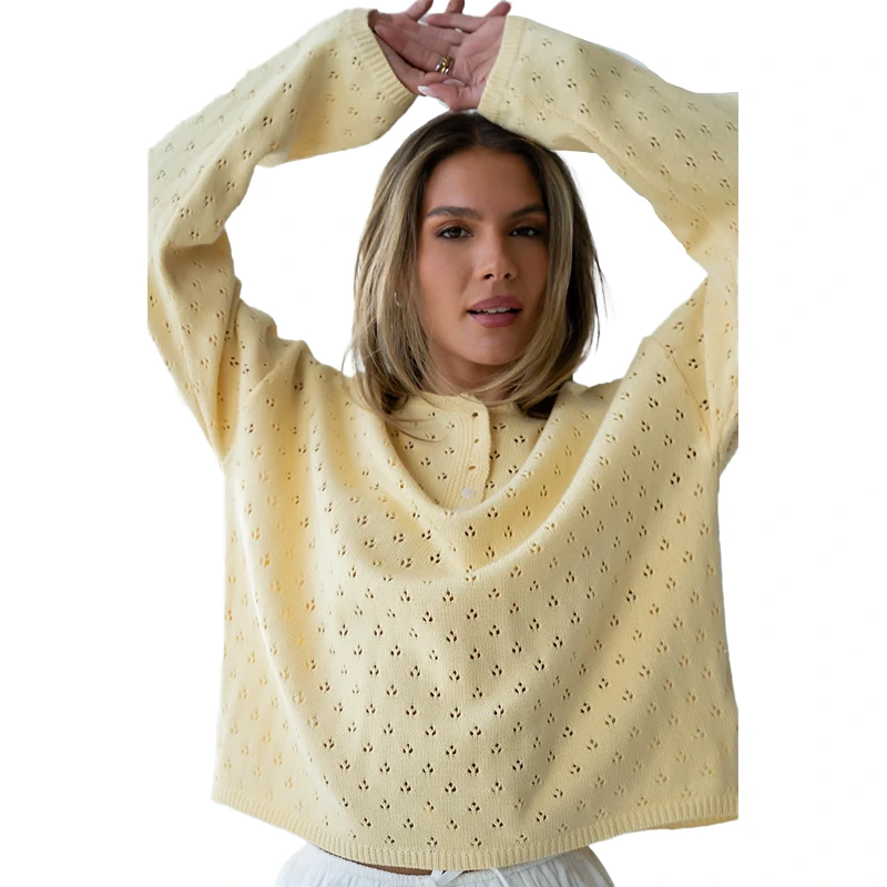Polishpainting Margot Pointelle Butter Yellow Sweater - Image 6